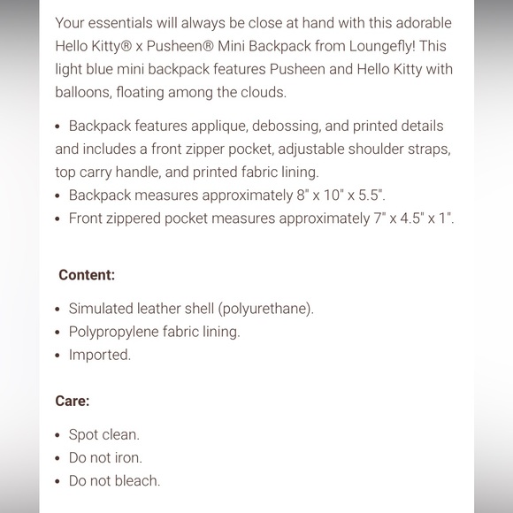 NEW Hello Kitty Pusheen Loungefly Balloon Rainbow Mint Green Backpack Wallet Set - Picture 6 of 15